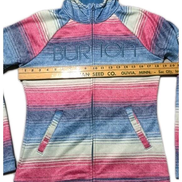 Burton WB Peak Hoodie Women’s M Full Zip Fleece Lined Striped Jacket 2014 - Picture 10 of 12